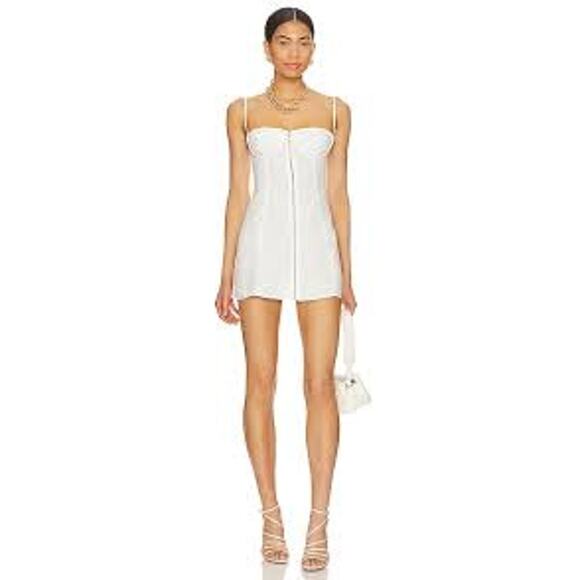 Indah Dresses & Skirts - INDAH Karina Mini Dress White Linen SEXY BEACH VACATION RESORT Small S Bustier